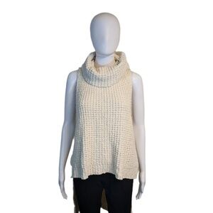 Free People Ivory Turtleneck Sleeveless Sweater Size S